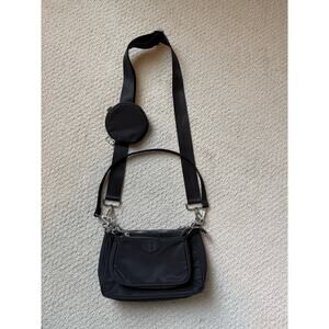 Black Nylon Utility Crossbody Bag with Detachable Pouch – Streetwear Style